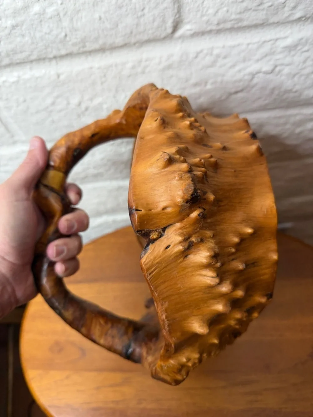 Vintage Hand Carved Burl Wood Root Basket